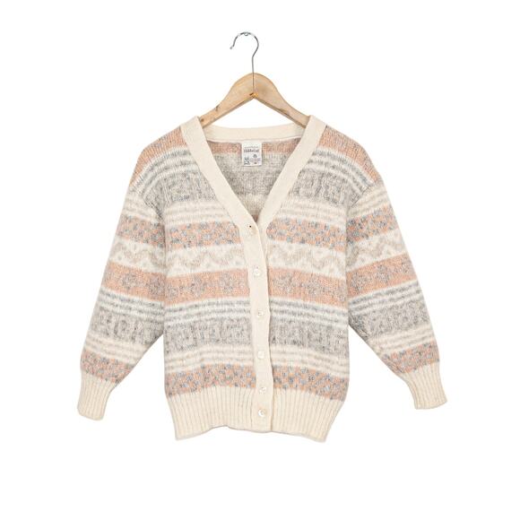 Hilda Ltd 100% Wool Cardigan Sweater Icelandic Fair Isle knit Medium - Picture 1 of 10